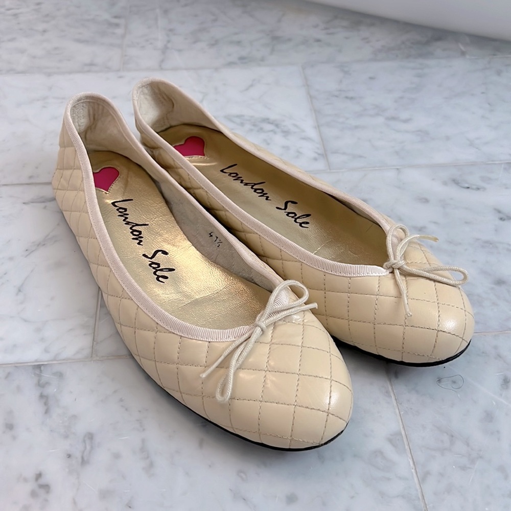 London Sole Quilted Cream Ballet Flats